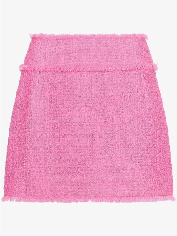 Dolce & Gabbana Pink Boucl Fringe Mini Skirt